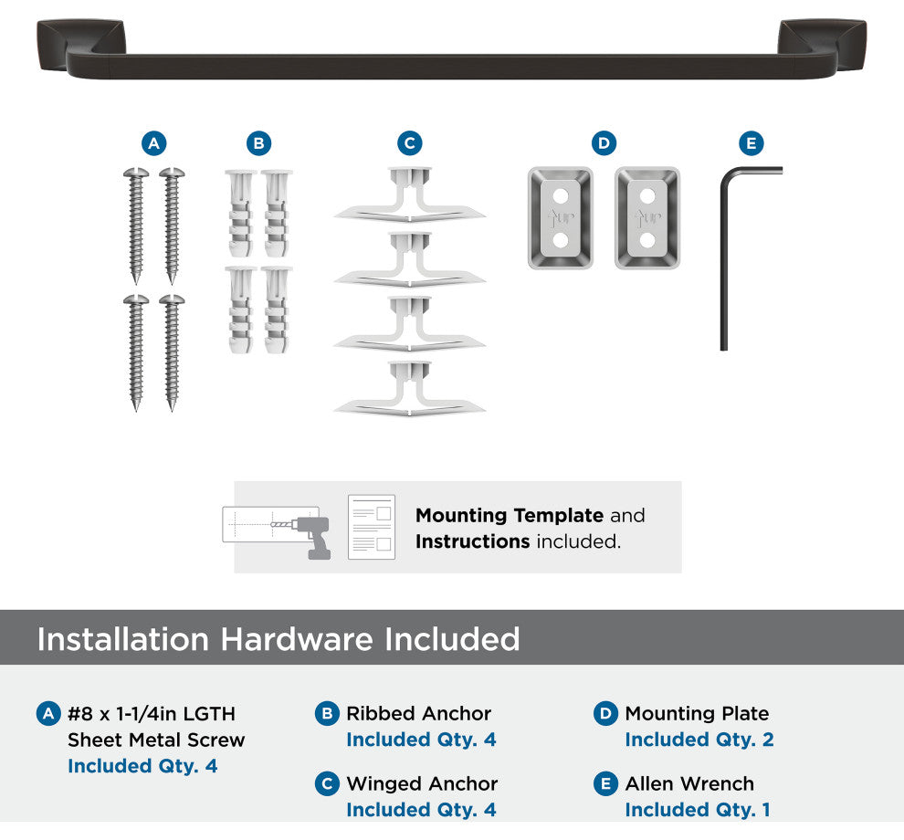 Amerock Highland Ridge Transitional Towel Bar, Oil Rubbed Bronze, 24" Center-to-