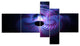 Bright Blue Magical Lights, Abstract Art on Canvas, 60"x32", 5 panels