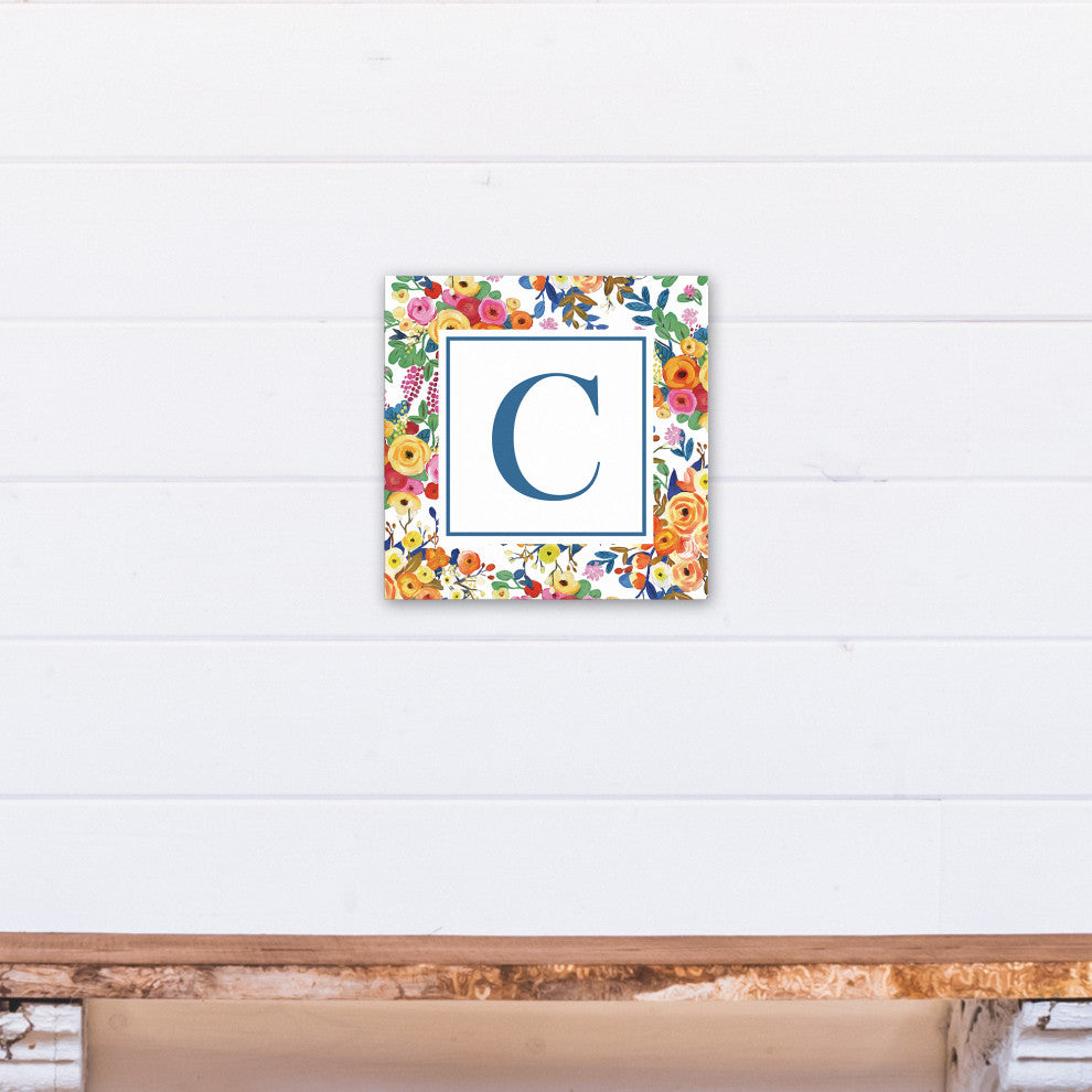 Wildflower Monogram - C 12x12 Canvas Wall Art