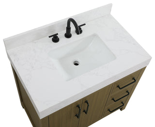 Home Living 36" Single Bathroom Vanity, Chestnut Brown With Backsplash