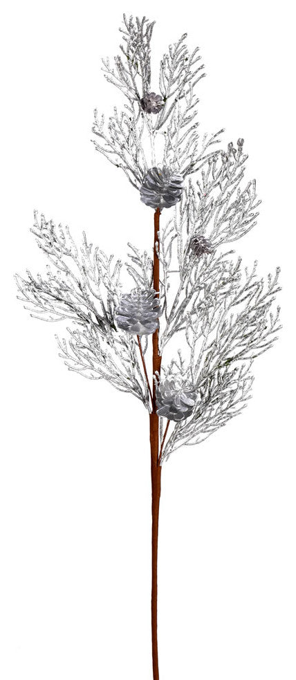 Glitter Pine Cone Artificial Christmas Spray , Silver, 36"