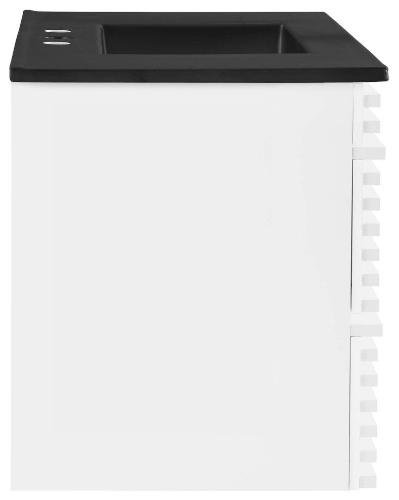Render 36" Wall-Mount Bathroom Vanity, White Black
