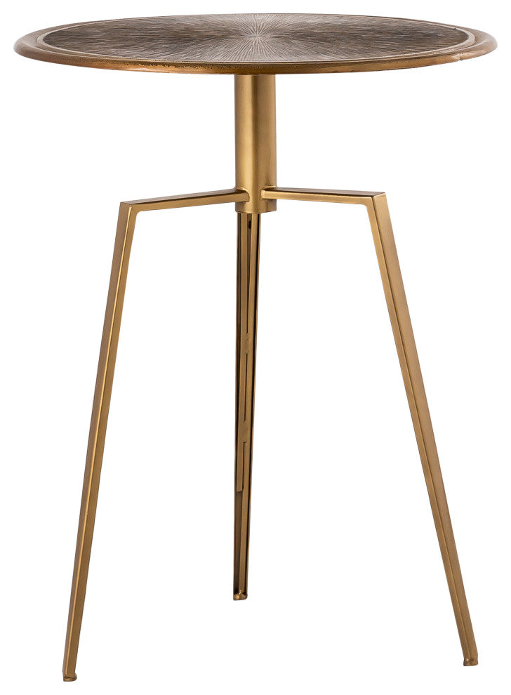 Pasargad Home Delos Iron Antique Brass Finish Round Side Table