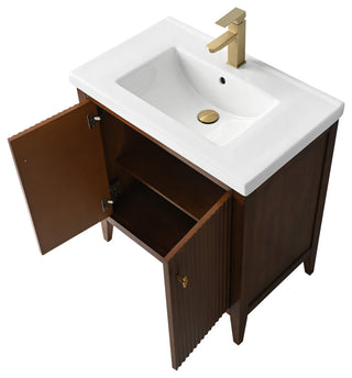 Vanity Art Freestanding Vanity, Walnut, 30", Single Sink, Golden Brushed