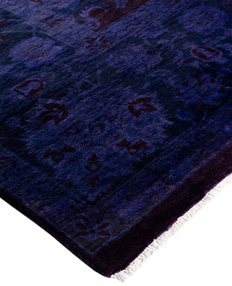 Overdyed One-of-a-Kind Hand-Knotted Area Rug Purple, 9' 1" x 12' 0"