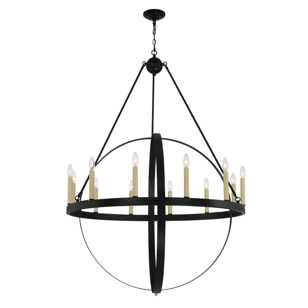 12 Light Candle Style Geometric Wagon Wheel Chandelier