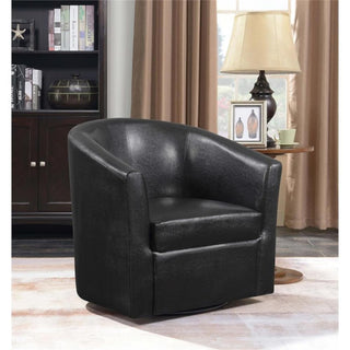Coaster Turner Faux Leather Upholstery Sloped Arm Accent Swivel Chair Dark Brown