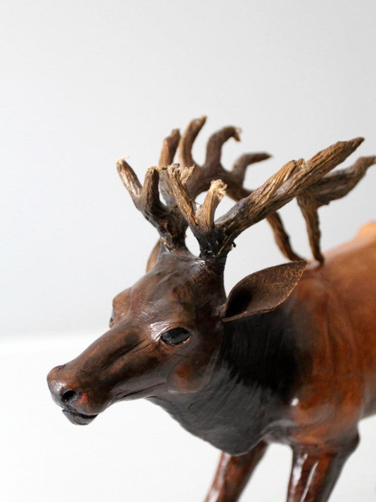 Consigned, Vintage Leather Reindeer Sculpture