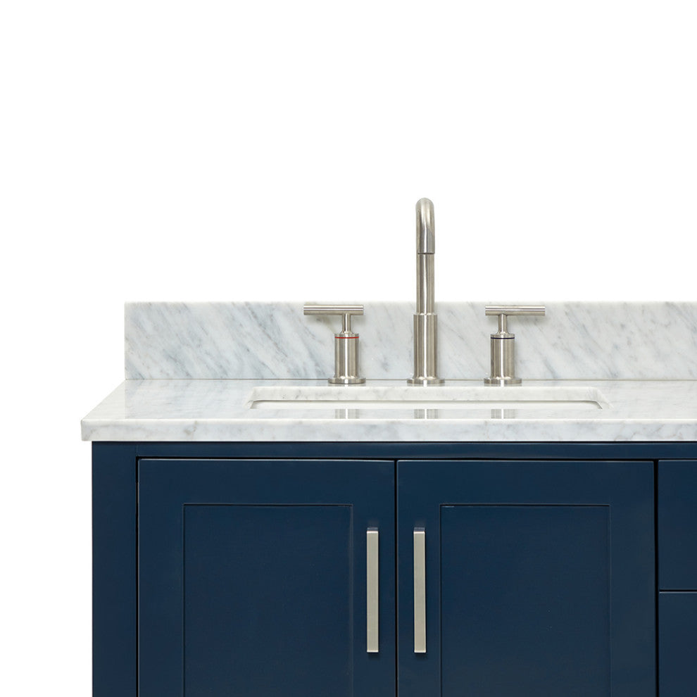 Magnolia 73" Rectangle Sinks Bath Vanity, 0.75" Carrara Marble