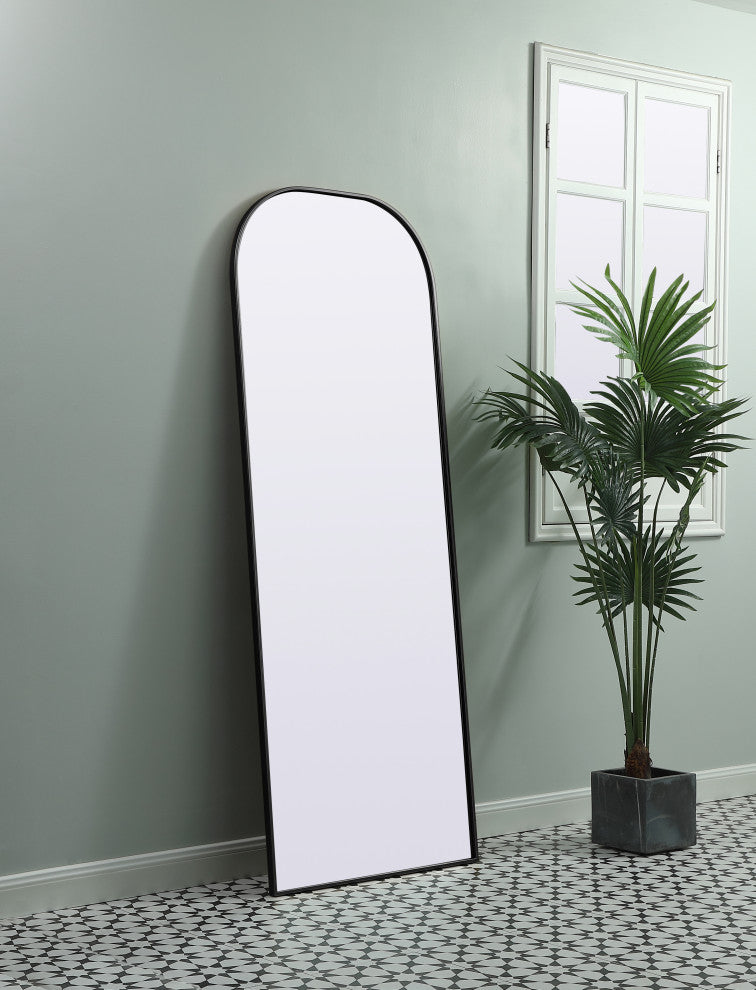 Metal Frame Arch Full Length Mirror 28X74 Inch, Black