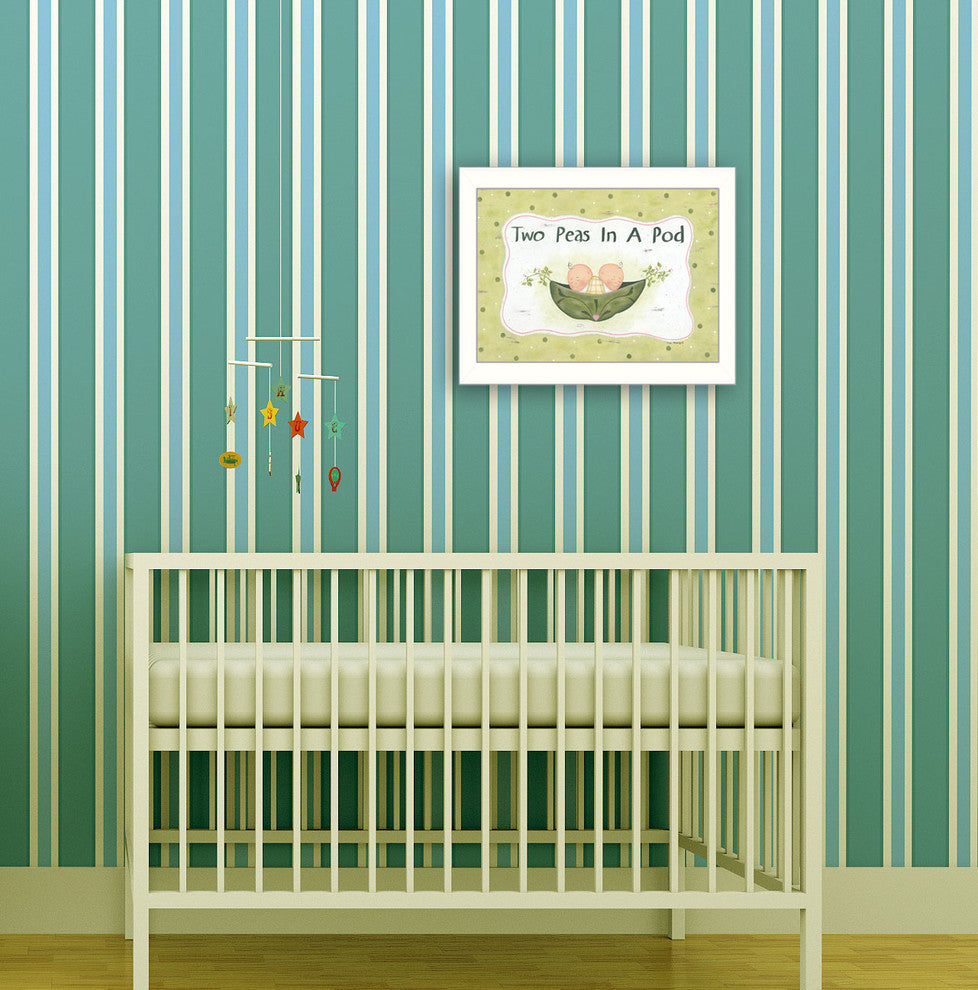 "Two Peas in a Pod" By Lisa Kennedy, Printed Wall Art, White Frame