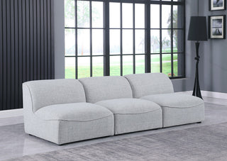 Miramar Linen Textured Fabric Upholstered 3-Piece Modular Sofa, Grey