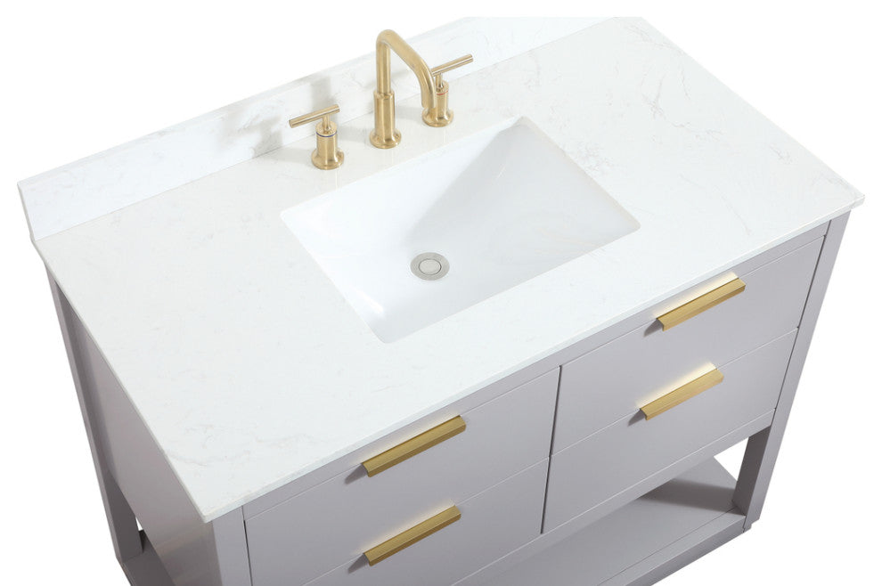 42" Single Bathroom Vanity, Gray, With Backsplash