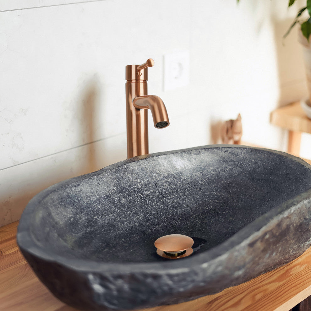 Copper Push Button Bathroom Sink Drain Stopper Without Overflow-3 Years Warranty, Copper