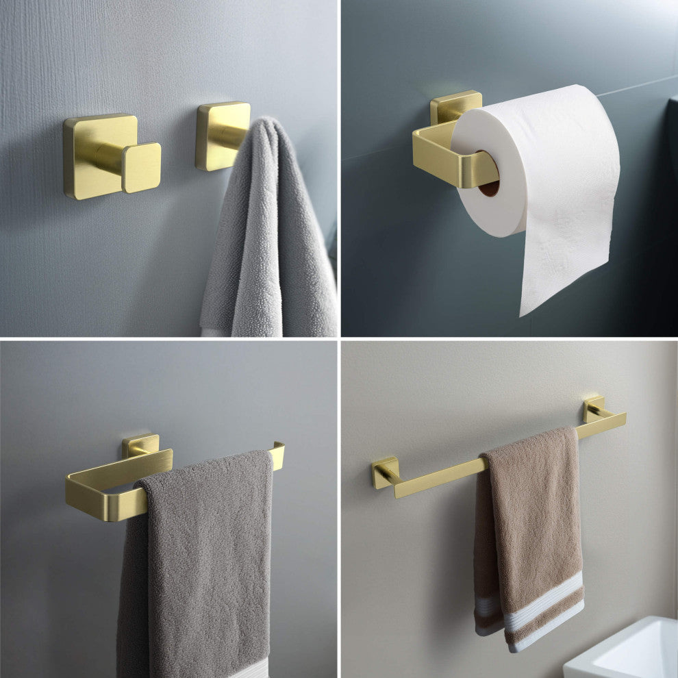 Blaze 5 Piece Bathroom Hardware Set, Brushed Gold