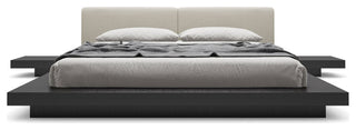 Akanji Bed Ecru Fabric and Wenge / Queen