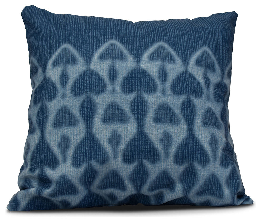 Watermark, Geometric Print Pillow, Blue, 18"x18"