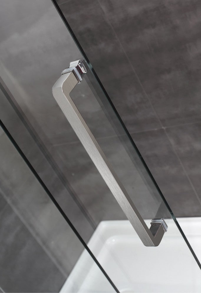 Moselle 48"x35" Frameless Sliding Shower Enclosure w/ Left Base, Stainless