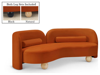 Daphne Upholstered Chair/Loveseat/Sofa, Cognac, Velvet, Sofa