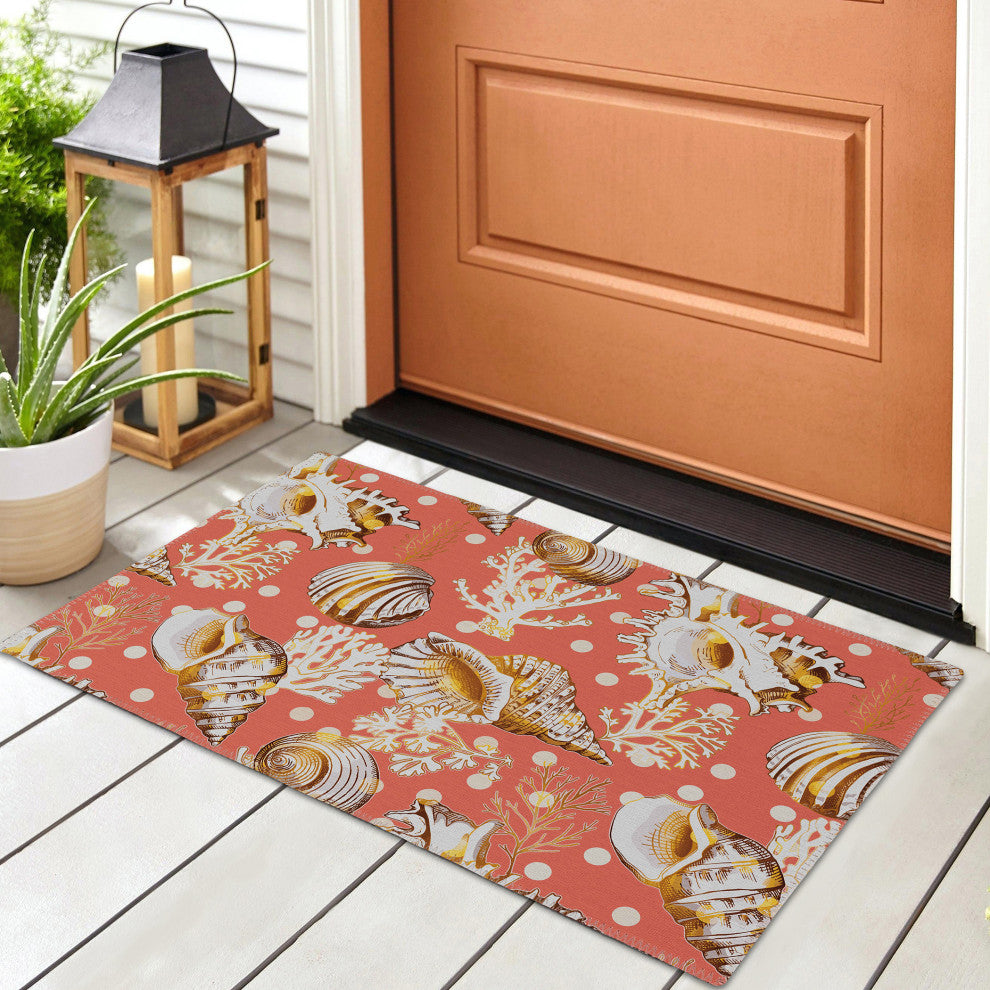 Indoor/Outdoor Seabreeze SZ6 Salmon Machine Washable 1'8" x 2'6" Rug