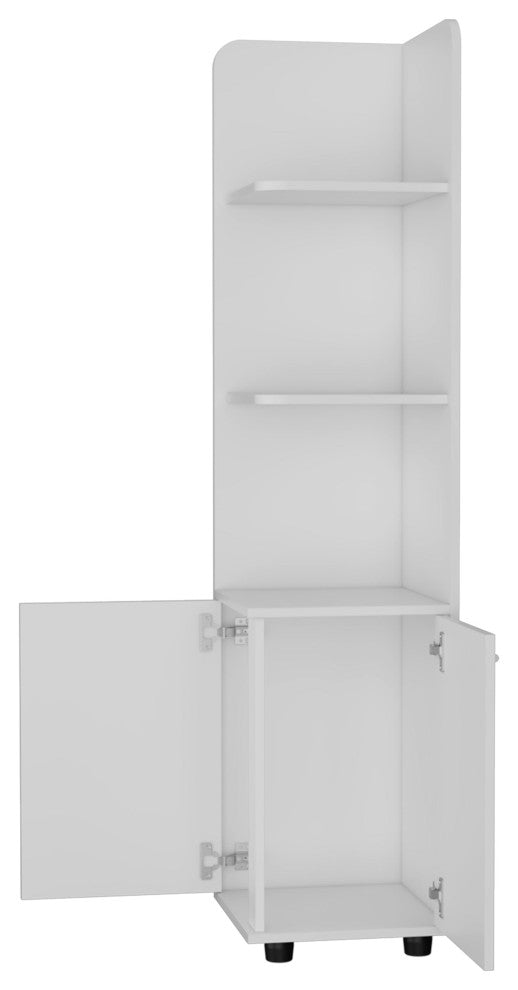 Sunriver Corner Shelf With Cabinet, White
