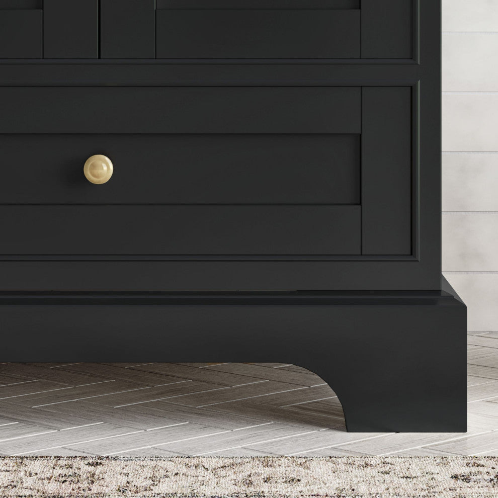 Cascade Bath Vanity, Black Onyx, 60", Gold Hardware, Double, Freestanding