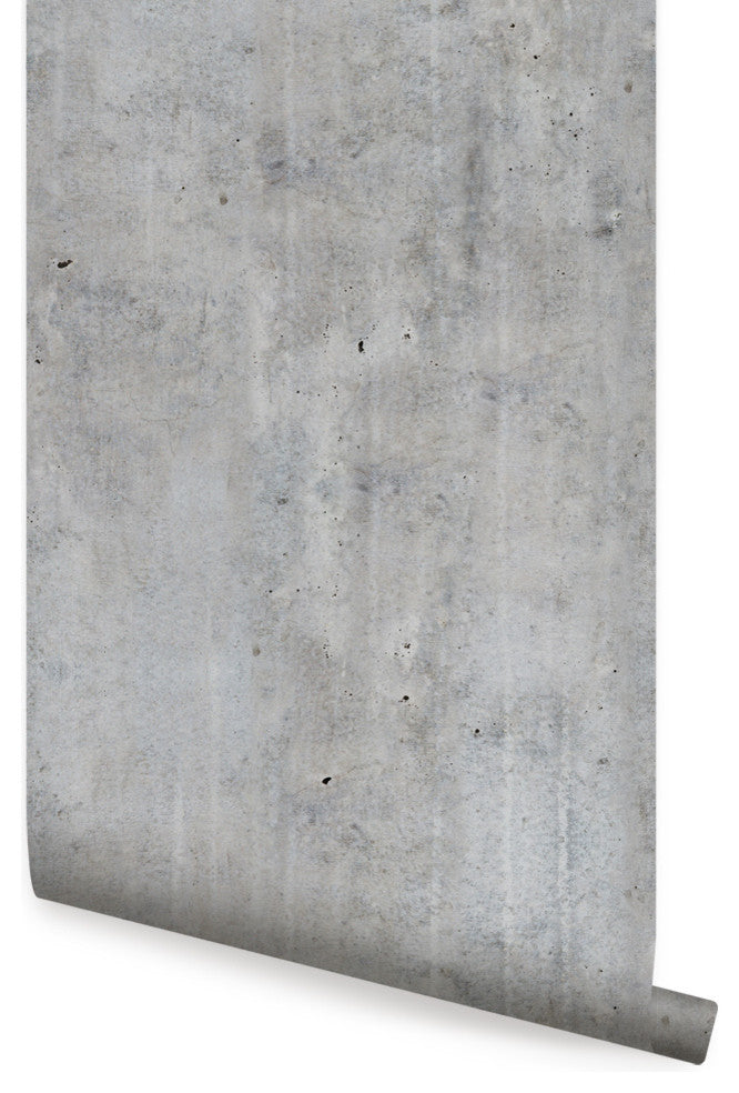Cement Concrete Peel and Stick Vinyl Wallpaper , Dark Gray, 24"w X 60"h