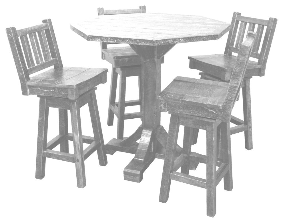 Barnwood Style Timber Peg 5-Piece Bistro Set, Thunder White, 42 Inch, Counter Height
