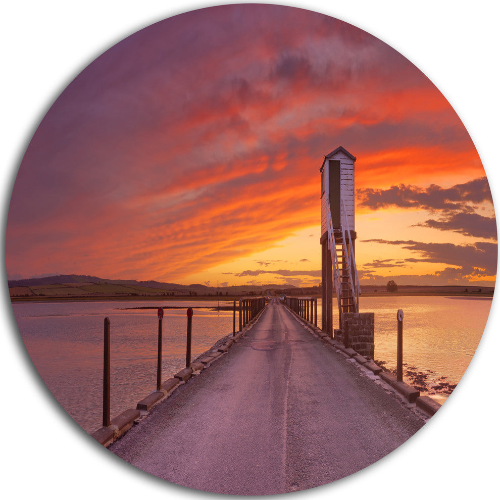 Holy Island Of Lindisfarne Panorama, Bridge Circle Metal Wall Art, 11"