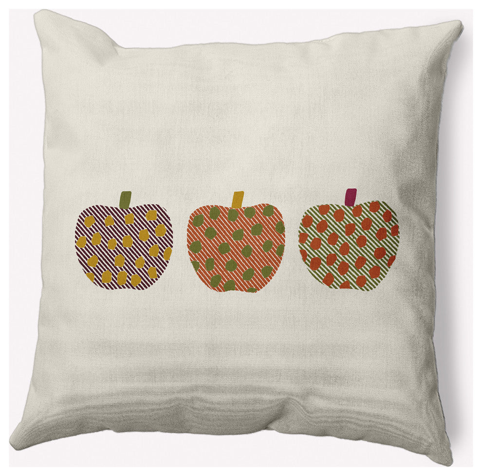 18" x 18" Apples Indoor/Outdoor Polyester Throw Pillow, Olive