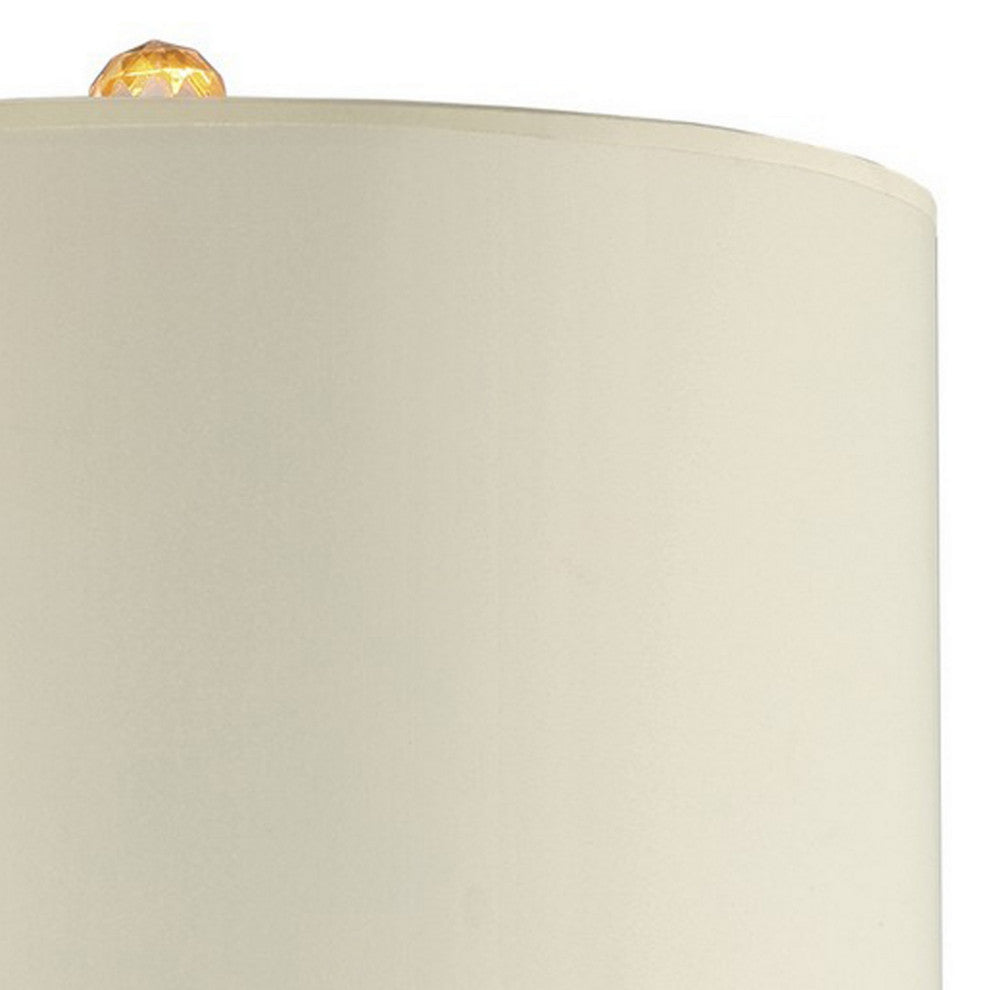 Benzara BM240917 Table Lamp With Cylindrical Drum and Stacked Crystals, Gold