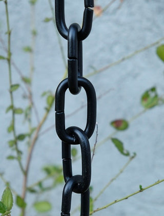 Black Large Aluminum Link Rain Chain With Installation Kit, 15'