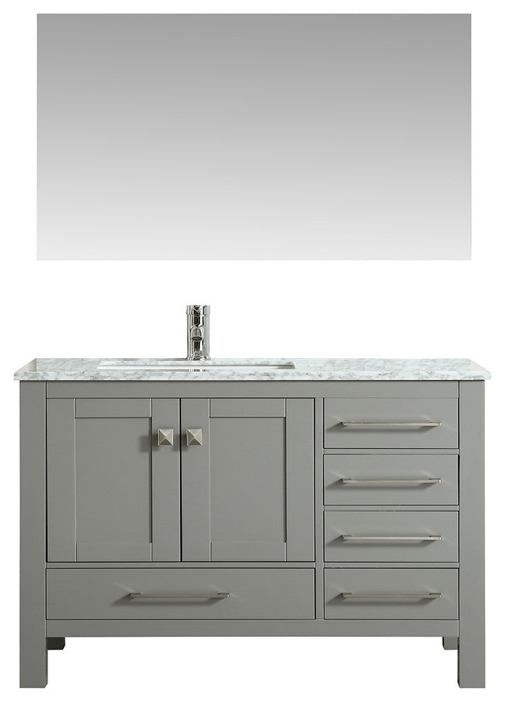 Eviva London 38 in. Transitional Gray  vanity  White Carrara Marble Countertop