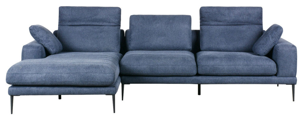 Divani Casa CorWith Modern Blue Fabric Left Facing Sectional