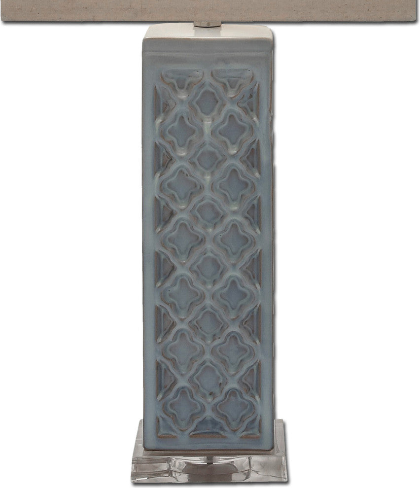 Urban Designs Blue Trellis Ceramic Table Lamps, Set of 2