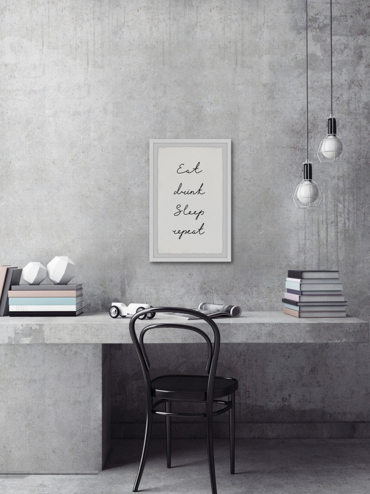 "Eat Drink Sleep Repeat" Framed Painting Print, 12x18