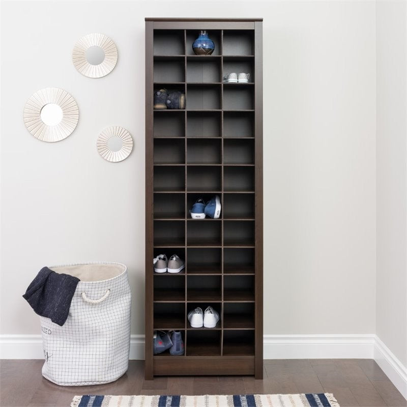 Space-Saving Shoe Storage Cabinet, Espresso