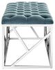 Modern Accent Chair Bench, Velvet Fabric Metal Steel, Blue