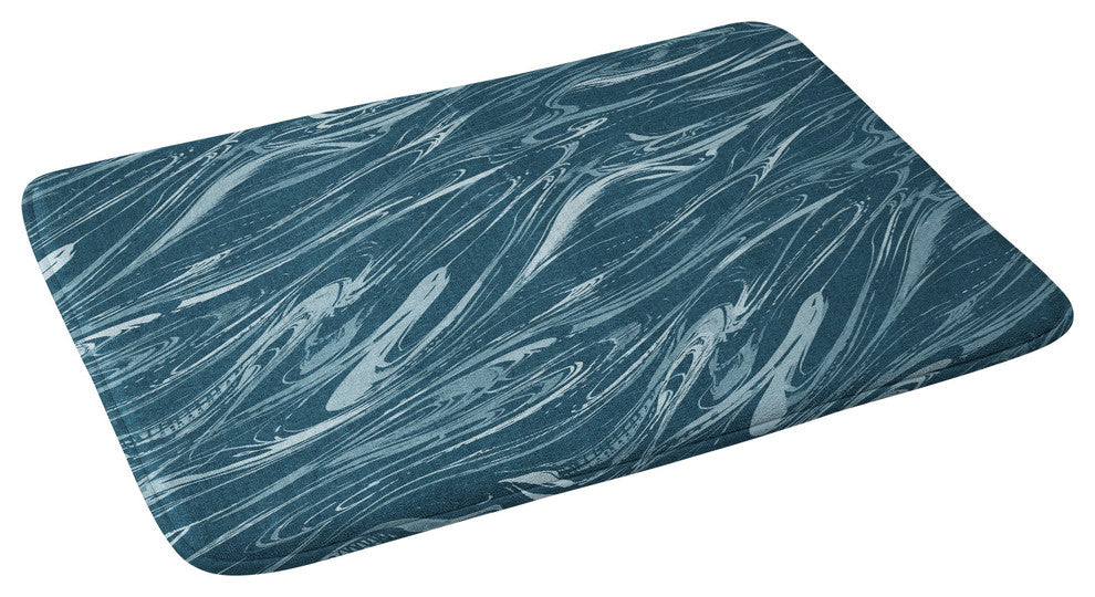 Pattern State Marble Indigo Linen Memory Foam Bath Mat