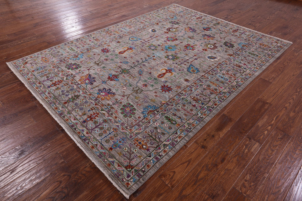 6' 8" X 9' 3" Hand-Knotted Persian Tabriz Wool Rug Q10570
