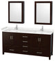 72"DBL Vanity Espresso, Carrara Cult. Marble Countertop, Sinks, Med. Cabinets