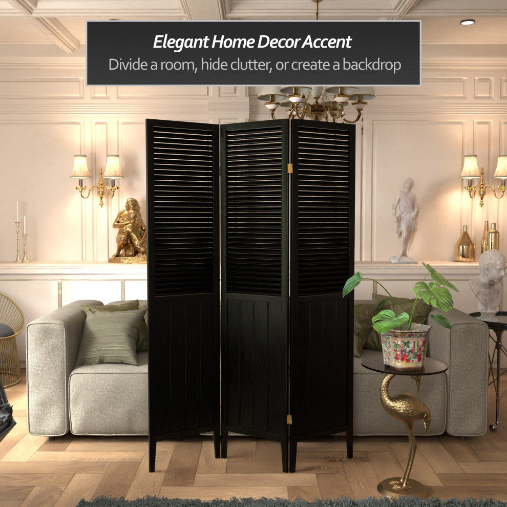 6' Tall Beadboard Divider, Black, 3 Panels