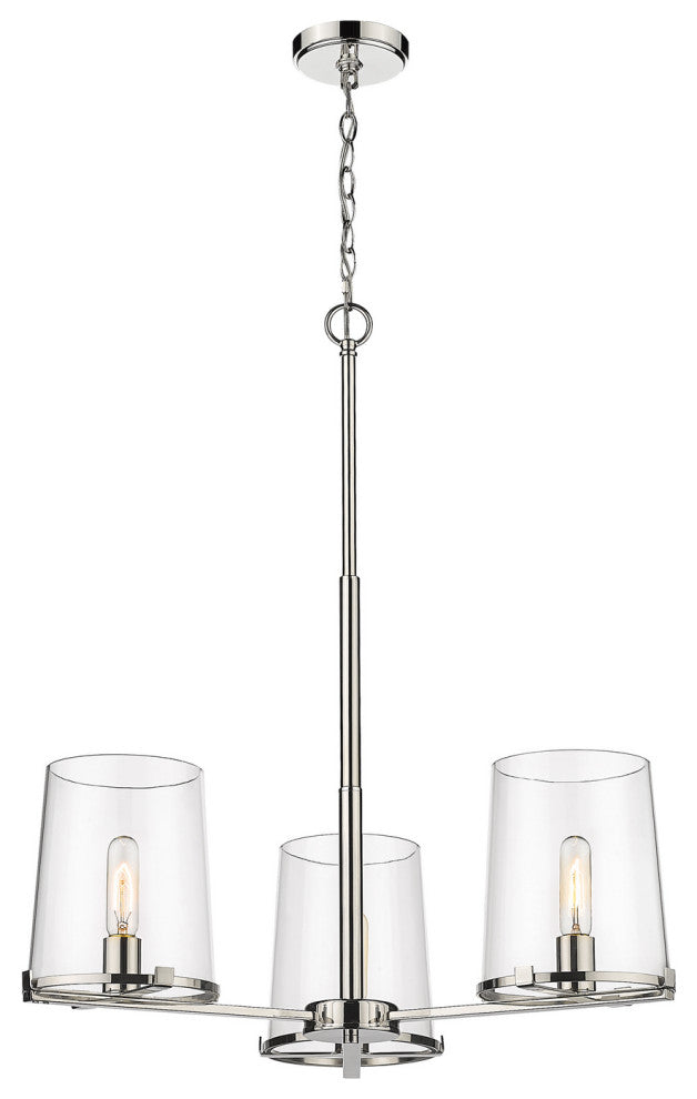 Z-LITE 3032-3PN 3 Light Chandelier, Polished Nickel