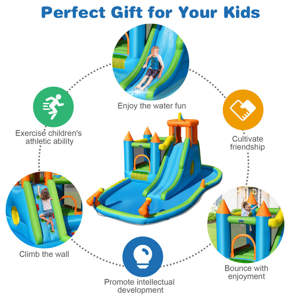 Bountech Inflatable Water Slide Kids Bounce House Splash Pool without Blower
