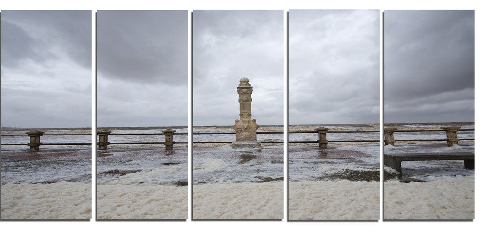 "Spring Storm in Uruguay Panorama" Sea Bridge Wall Art, 5 Panels, 60"x28"