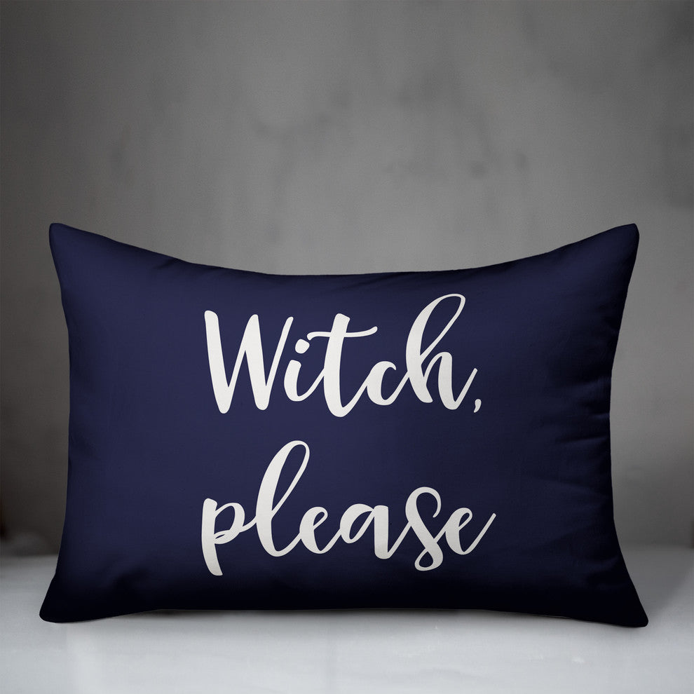 Witch, Please Lumbar Pillow, Navy, 14"x20"