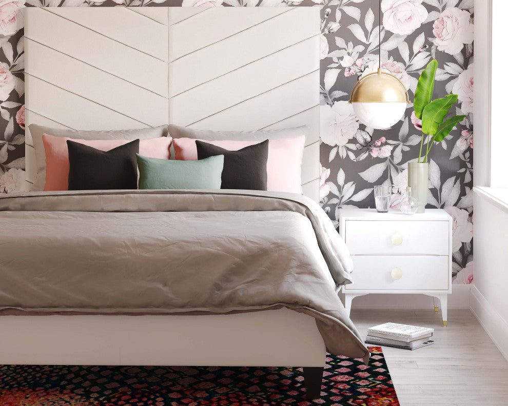 TOV Furniture Javan Cream Velvet Bed in King