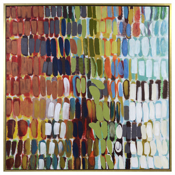 Coloration I Framed Canvas Art Hand Painted Abstract 1.5" Frame