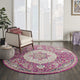 8' Pink Round Dhurrie Area Rug