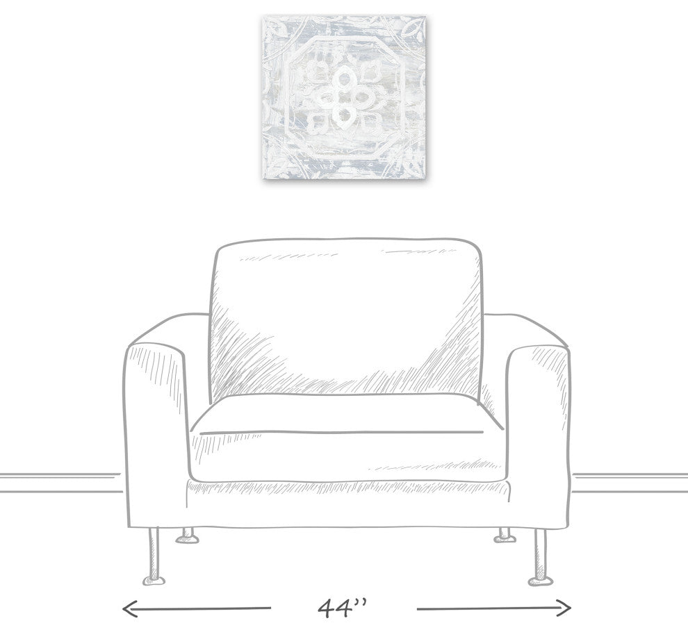 White Textured Medallion I 16"x16" Canvas Wall Art
